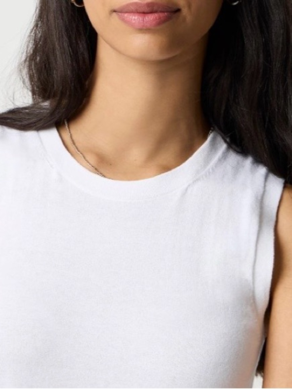 J.CREW Women's XS White Solid Cotton Knit Crew Neck Sleeveless classic shell